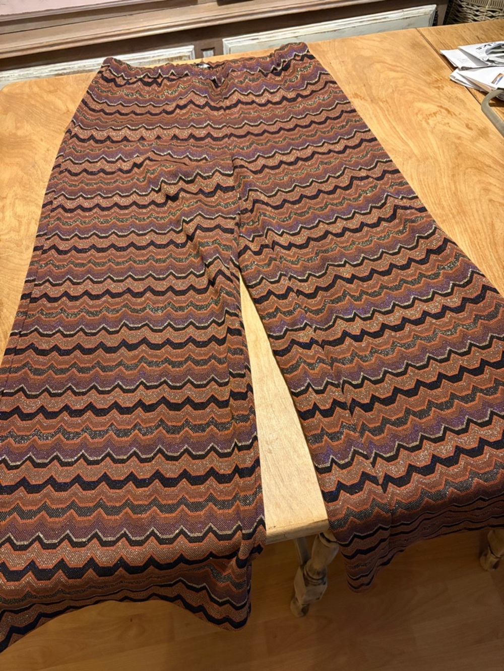 Christina Lei Wide Leg Chevron Knit Pants